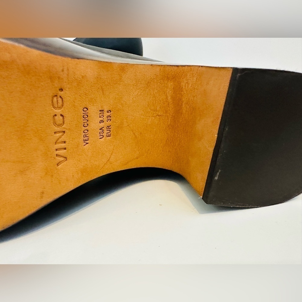 NEW! VINCE NARISSA PLATFORM LEATHER Luxury Heeled Shoes Size 9.5 Black Office - Picture 7 of 12